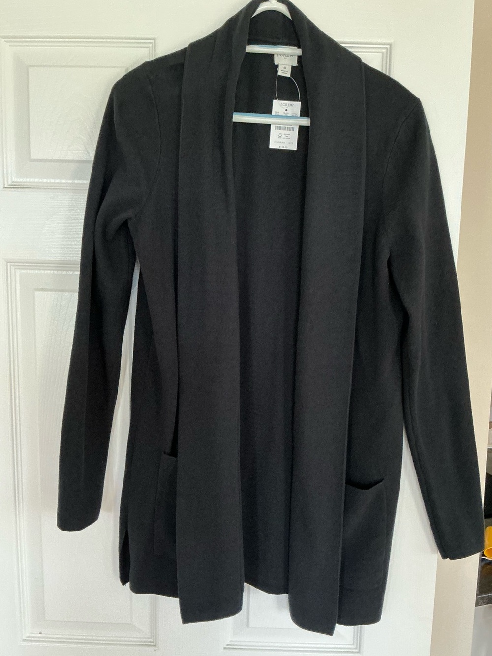 J. Crew Black Open-Front Longline Cardigan Blazer